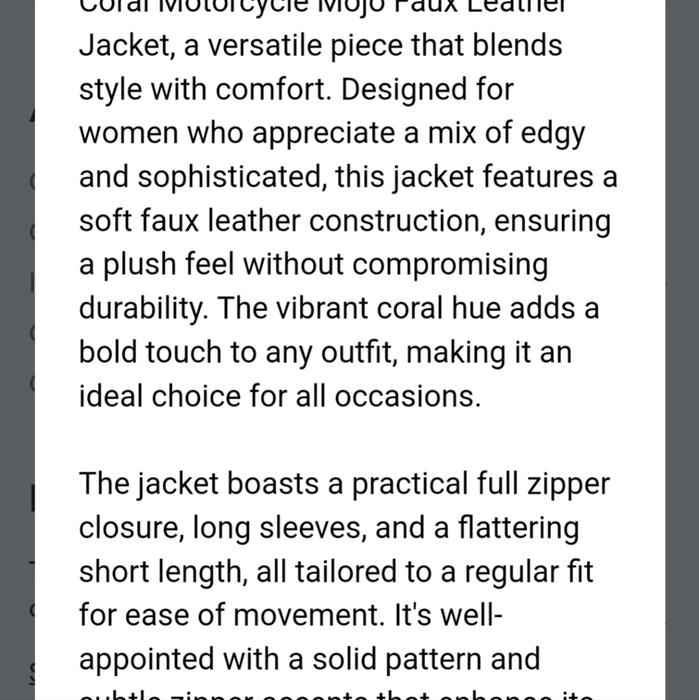 Alfani Woman Coral Moto Faux Leather Jacket 2X - Picture 12 of 12